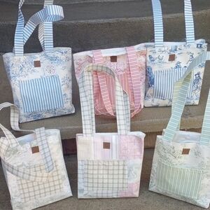 Vintage Toile Style Small Totes $25 Each